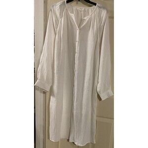 Aritzia Wilfred Free Sail Midi Dress Button Front Shirt Gauze White XS NWT Boho